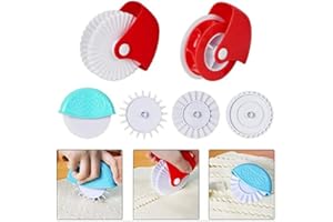 Pastry Wheel Cutter Pastry Wheel Decorator,6Pcs Pastry Wheel Decorator Cutter,Cookie Cutter Wheel Pizza Baking Beads Pie Crus
