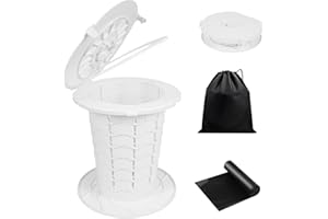 Panmout XL Portable Toilet - 13"H Adjustable Foldable Camping Toilet, Luggable Loo with Lid, Strap, Toilet Bag for Camping, Hiking, Travel and Car