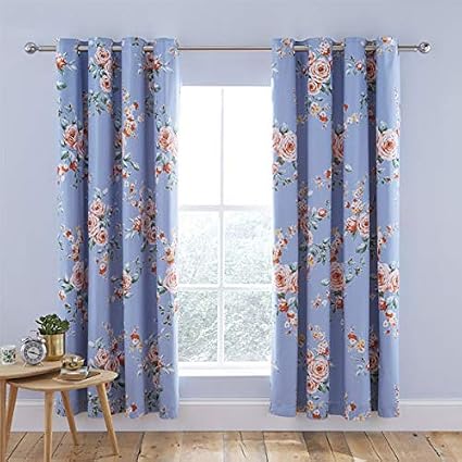 Catherine Lansfield Canterbury Blackout Curtains 66x72 Inch Blue: Buy