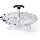 OXO Good Grips Steamer Basket - Stainless Steel, 8 Inch Diameter | Collapsible, Vegetable Steamer Insert, Adjustable Handle, Fits Multiple Pot Sizes, Dishwasher Safe