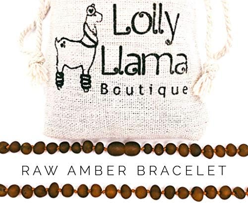 Raw Amber Teething Bracelet for Babies (Unisex) Teething Pain Relief - Certified Genuine Baby Baltic Amber Anklet (Cognac)