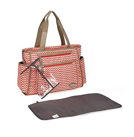 Oren Empower Colorland Waterproof Tote Classic Strips Baby Diaper Bag with Shoulder Strap (Orange and White)