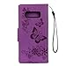 Samsung Galaxy Note 8 Case, ARSUE Shock Absorbing Premium Soft Flip Folio [Kickstand Feature] PU Leather Wallet Butterfly Flower Case with ID&Credit Card Pockets for Samsung Galaxy Note 8,Purple/Bling