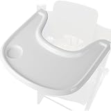 LuQiBabe Baby High Chair Tray Compatible with Stokke Tripp Trapp (V2+ Baby Set) Replacement Feeding Tray with Built-In Cup Holder, Smooth Surface for Strong Suction, BPA-Free & Dishwasher Safe - White