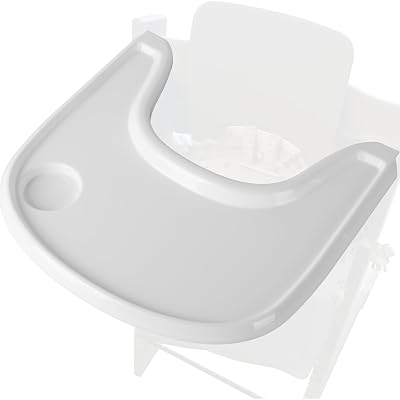 LuQiBabe Baby High Chair Tray Compatible with Stokke Tripp Trapp (V2+ Baby Set) Replacement Feeding Tray with Built-In Cup Holder, Smooth Surface for Strong Suction, BPA-Free & Dishwasher Safe - White
