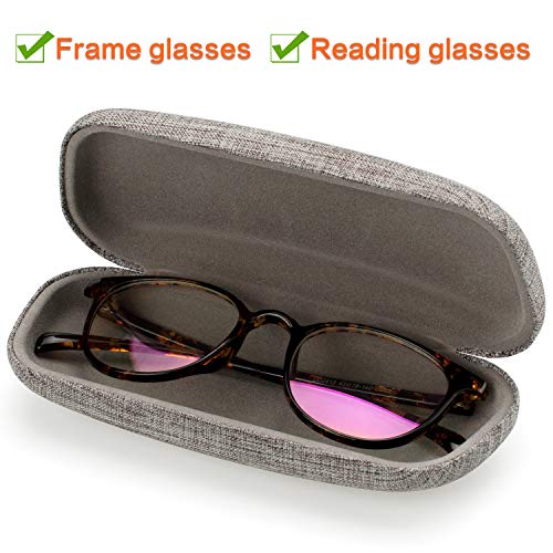 Vemiss Hard Shell Eyeglasses Case Soft Linen Fabrics Portable Glasses Sunglasses Box (Medium, Gray)