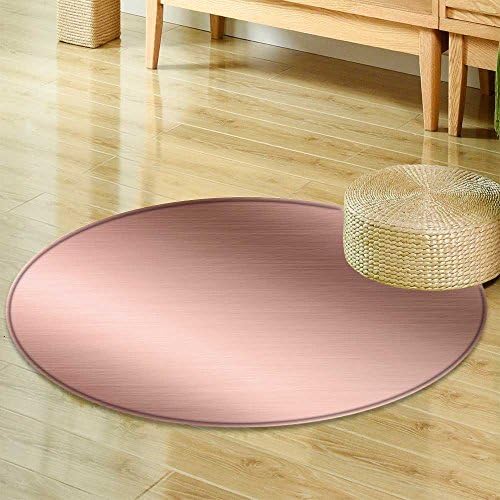 Dining Room Home Bedroom Carpet Floor Mataluminum Texture Background with Rose Gold Non Slip Rug-Round 31"