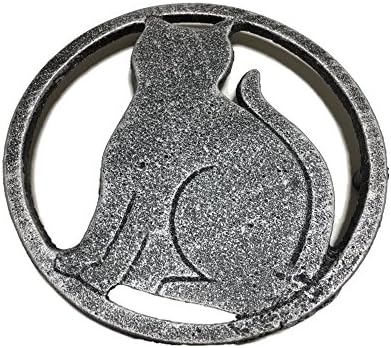 Cat Metal Trivet with Feet for Kitchen or Dining Table - Cast Iron - 5.6-Inches Across (silver)