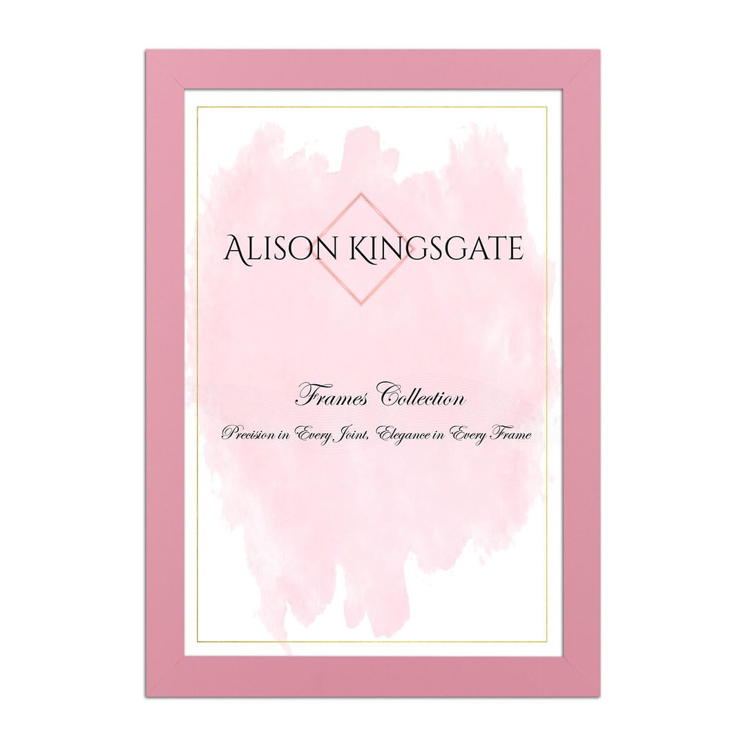 Alison Kingsgate Sleek A4 Picture Frame - Engineered Wood with Shatterproof Perspex Front -Perfect for Photos, Posters, Certificates -Suitable for Wall Mount or Tabletop Display - Pink