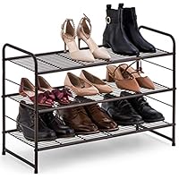 Bextsware 3-Tier Shoe Rack,Stackable and Adjustable Multi-Function Wire Grid Shoe Organizer Storage,Extra Large Capacity, Space Saving, Fits Boots, High Heels, Slippers and More(Bronze)