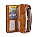 Yafeige Large Luxury Women's RFID Blocking Tri-fold Leather Wallet Zipper Ladies Clutch Purse(1-Waxed Brown)