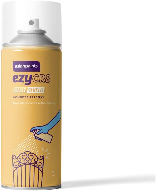 Asian Paints ezyCR8 RustShield, DIY Aerosol Clear Spray for Rust Protection - 400 ml