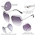 SOJOS Oversized Rimless Sunglasses for Women Diamond Cutting Glasses SJ1073 with Silver Frame/Gradient Grey Lens