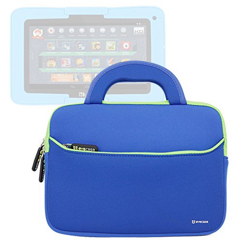 Evecase Kurio Xtreme Android 7'' Kids Tablet Sleeve, Ultra Portable Handle Carrying Portfolio Neoprene Sleeve Case Bag - Blue (Kurio Tablet and Bumper Case are not Included)