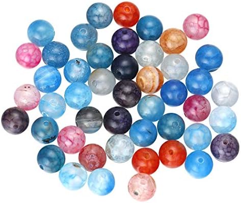 48 Pcs 8mm Multicolor Natural Chalcedony Stone Round Loose Beads DIY Charms for Bracelets Jewelry Making