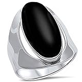 Small Simulated Black Onyx .925 Sterling Silver Ring Sizes 5-12