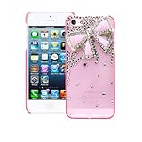 iPhone SE Case, Fosmon GEM Series 3D Bling Crystal Design Case for Apple iPhone SE / 5S / 5 - Pink Rhinestone Bow