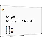Lockways Dry Erase Board 96 x 48 Inch, Large Magnetic 4 x 8 White Board | Wall Mounted, Aluminium Frame Whiteboard with Marker Tray for Office Home &amp; School