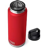 YETI Rambler 46 oz Bottle, Leakproof, Vacuum Insulated, Stainless Steel with Chug Cap, Rescue Red