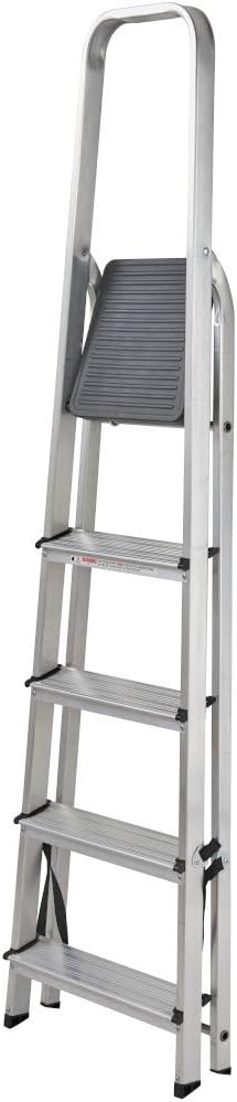 Werner 7400518 Stepladder 5 Tread High Handrail, Silver, 1.78m x 0.47m x 0.11m (5ft 10in x 1ft 7in x 4in) - Image 3