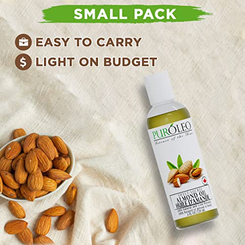 PUROLEO SWEET ALMOND OIL 4 FL OZ/120 ML 100% NATURAL AND PURE | MOISTURIZER & CARRIER OIL | BEAUTY & DIY BLENDS, MASSAGE OIL, BODY OIL, HAIR OIL AND BABY OIL | MADE FROM ALMONDS RAW
