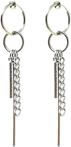 Amazon Puente 2タイプ ピアス穴不要 フェイクピアス チェーンピアス 2個セット スティック チェーン 両耳 イヤリング シルバー メンズ レディース フープピアス リング リングピアス ピアス 防弾少年団 Bts ジョングク Jungkook イヤリング 両耳セット ボディ
