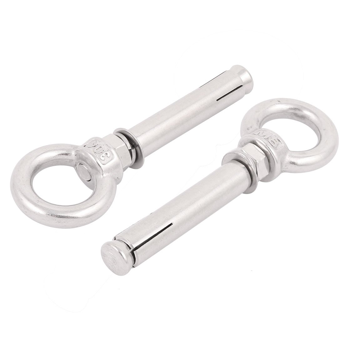 sourcingmap 2Pcs Wire Rope 304 Stainless Steel Expansion Shield Anchor Eye Bolt M8 x 80mm