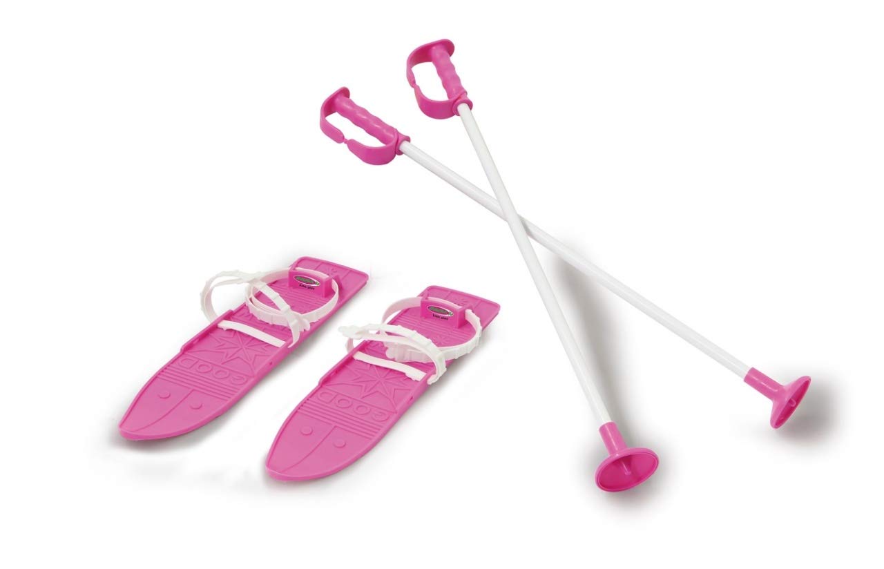 Jamara 460380 - Snow Play Ski Alpin 1st Step 40cm pink - Aerodynamic construction, Extra safe and adjustable fastening loops, Anti-slip surface on the top, Ski poles 40 cm