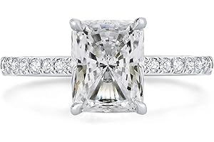 Bo.Dream Radiant Cut Cubic Zirconia CZ Engagement Rings Platinum Plated Sterling Silver