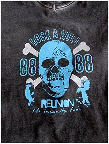 Boys Girls 100% Cotton Short Sleeve Rock &amp; Roll V-Neck Tee Skull Crossbones T-Shirt (X-Large 16/18, Skull Crossbones Grey)