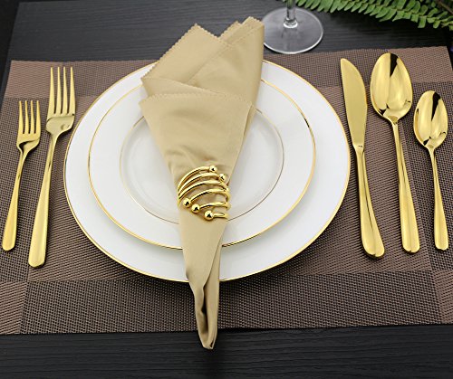 Flatware Silverware Set, Gold 20-Pieces Stainless Steel Cutlery Tableware Eating Utensil Set for Home Kitchen or Restaurant by DEALIGHT, Service for 4 - Thumbnail 7