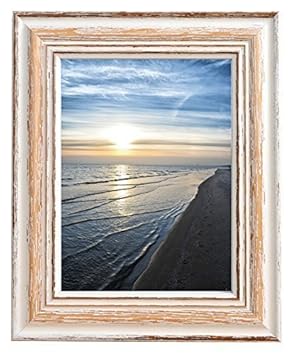 Mein Landhaus Echtholz Vintage Bilderrahmen Toskana im rustikalen Shabby-Chic Look (Weiss/braun), traditioneller Holz-Rahmen 