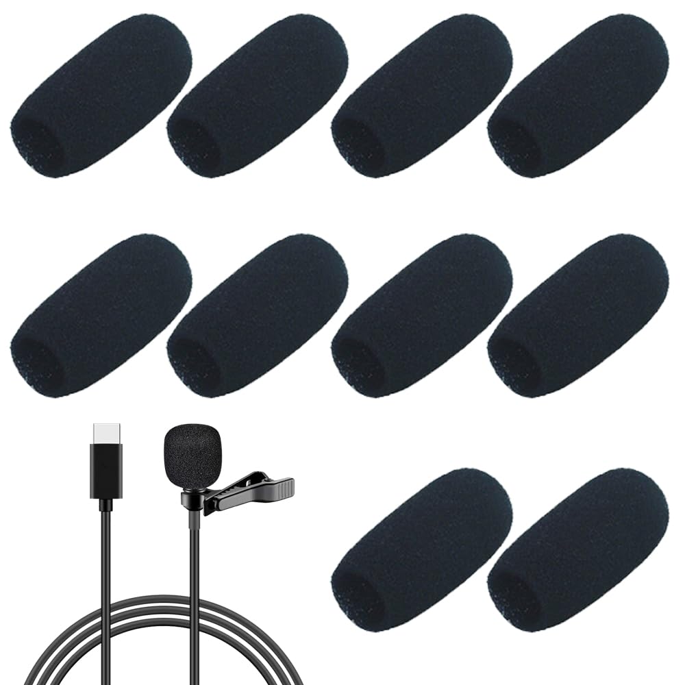 10 Pcs Microphone Covers Foam M5 Headset Foam Mic Covers Microphone Protector for Conference Room, Black