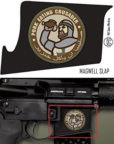 Ultimate Arms Gear Mag Wraps Magwell Slaps MSM Mil-Spec Monkey Pork Eating Crusader AR15/M4/M16 .223 5.56 Waterproof Durable Lower Decal Skin Kit - USA MADE