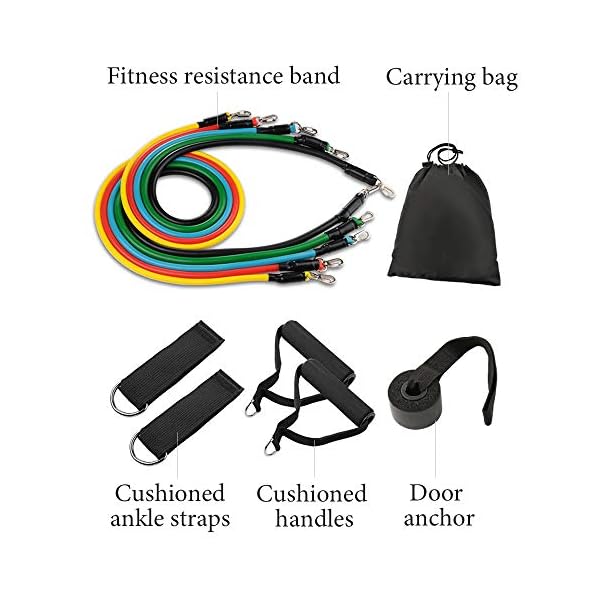 Johiux-11-Pack-Resistance-Bands-Set-Portable-Home-Gym-Accessories-Including-5-Stackable-Exercise-Bands-with-Handles-Perfect-for-Resistance-Training-Physical-Therapy-Home-Workout-Yoga-Pilates Johiux 11 Pack Resistance Bands Set, Portable Home Gym Accessories Including 5 Stackable Exercise Bands with Handles Perfect for Resistance Training, Physical Therapy, Home Workout, Yoga, Pilates