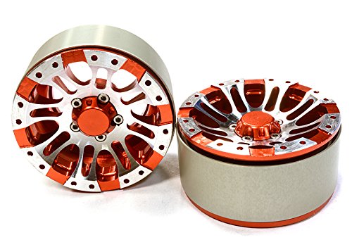 Integy RC Model Hop-ups C26177RED Billet Machined 8 Spoke Type DT Off-Road 1.9 Size Wheel (2) for Scale Crawler