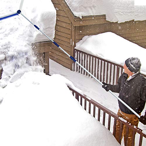 GYMAX Snow Roof Rake, Adjustable Telescoping Aluminum Roof Rake For