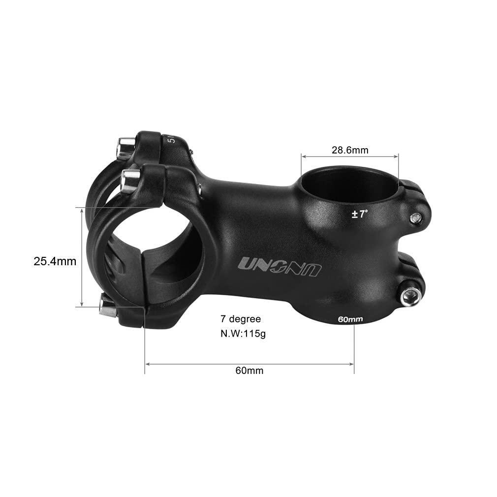 FOMTOR 25.4 Bike Stem 60mm 7 Degree MTB Bike Handlebar Stems Riser for Mountain Bicycle Road Bike BMX MTB Alloy Aluminum(Black) - view 2