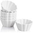 Sweejar Porcelain Ramekins for Creme Brulee, 4 Ounce Cupcake Baking Cups, Ceramic Souffle Dishes for Muffin, Chocolates, Truffles, Pastries, Pudding, Set of 6,(White)