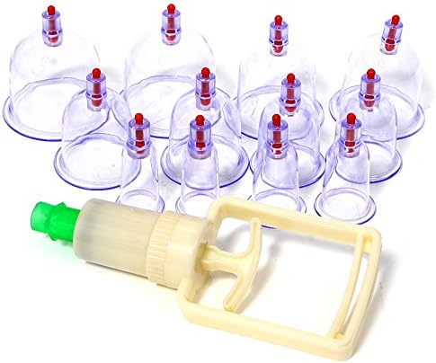 Cupping Therapy Set - 12 cups Vacuum Body Cupping Set Portable Massage Therapy Cupping Cups for Body Detoxification, Joint and Muscle Soreness Relief, Cellulite Treatment, Pain Relief