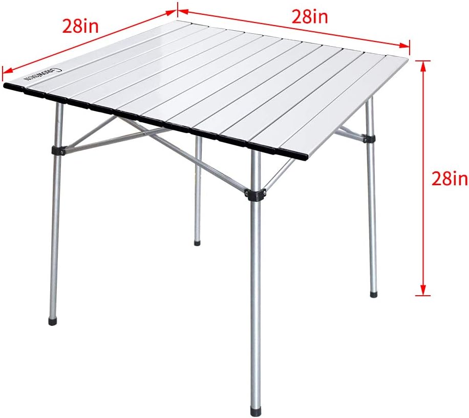 Growsun Folding Camping Table, Portable Aluminum Lightweight Square Camp Table w/Carry Bag for Outdoor and Indoor: Kitchen & Dining