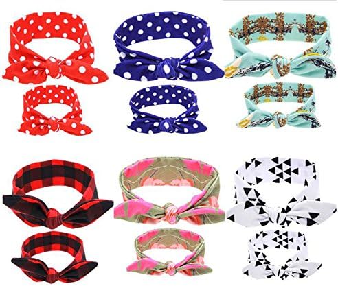 Qingsun 12Pcs Mom and Me Knotted Headband Newborn Baby Toddlers Girls Headwrap Top Knot Hairband Hair Bow 6 Set