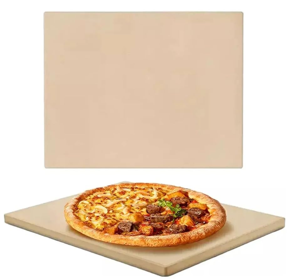 Piedra para Pizza,12x15 PulgadasPiedra Rectangular de Pizza Apto para Horno, Estufa y Barbacoa Resistente a los Cambios Bruscos de Temperatura Piedra para Hornear Bandeja para Pizza