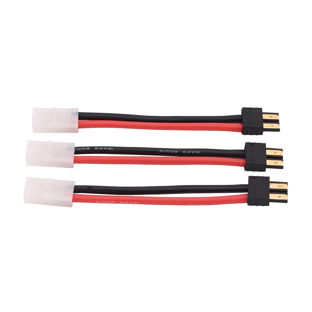 OliRC 3pcs Compatible with TRX Style Male Connector to plug for Big Tamiya Female Adapter Wire 12awg 4in for RC Lipo Battery ESC(C67-3)
