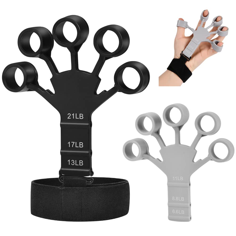 Vicloon Finger Strengthener,2pcs Finger Trainer,Hand Strengthener Finger Exerciser Stretcher,6.6-21Lbs Adjustable Finger Strengthener,Finger Exerciser & Hand Strengthener,Suitable for Sports,Climbing