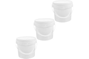 1 Gallon Bucket with Lid, 3Pcs Bucket with Lid, 2L Plastic with Handle Industrial Paint Pail Container for Storage Water Craf