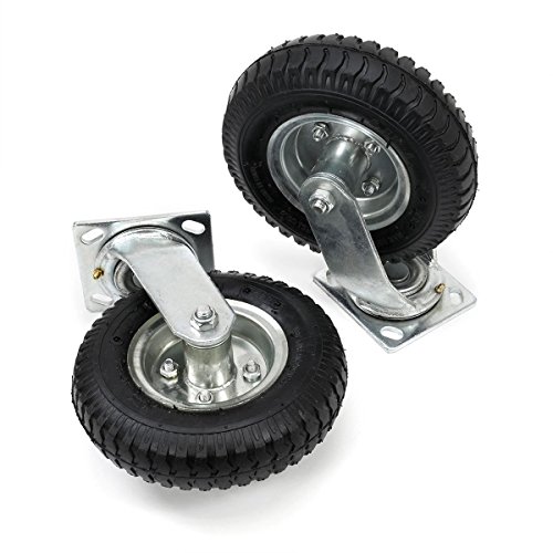 New 4 PCS 8" Air Tire Pneumatic 2 Rigid Wheels & 2 Swivel Casters Cart Farm Caster