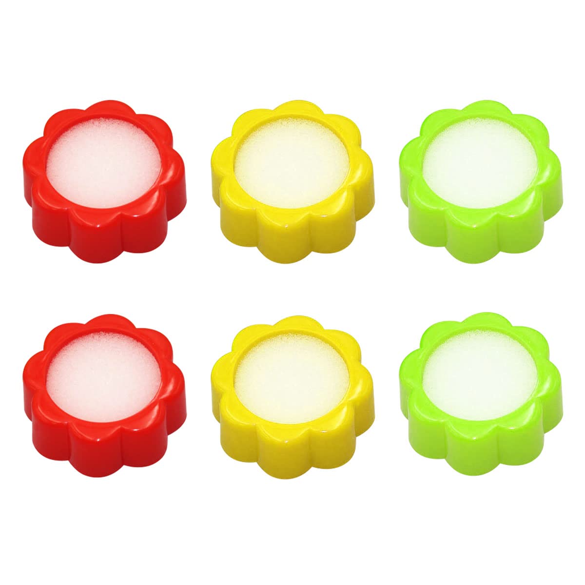 Jagowa 6 Pcs Sponge Finger Wet Moistener Flower Shape Anti-Slip Hand Fingertip Wet Office Supplies Random Color for Counting Money Cashier Use