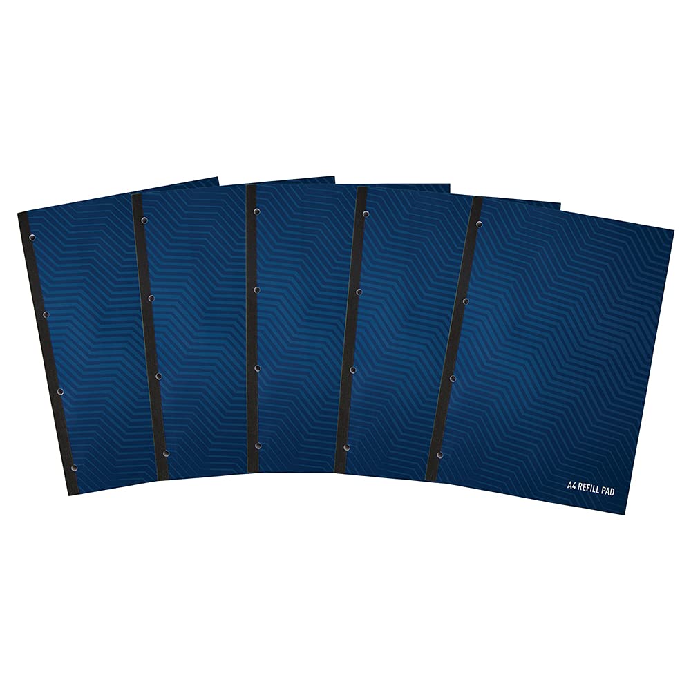 Summit Lined Paper A4 Refill Pad, 400 Pages, Pack of 5, Deep Blue