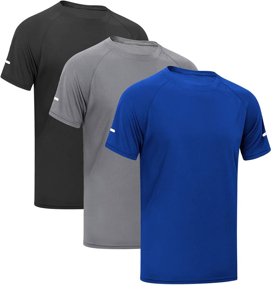Men's Athletic T-Shirts, Cool Dry Fit Short Sleeve Shirt Fitness Sport Workout Crew Neck Tees: Clothing